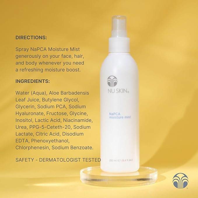 Nu Skin NaPCA Moisture Mist | Revitalizing Moisturizer & Cooling Mist with Hyaluronic Acid | Hydrating Spray for Face, Body & Hair | Sodium PCA for All Skin Types | 8 oz | 1 Pack-BrightBean Baby