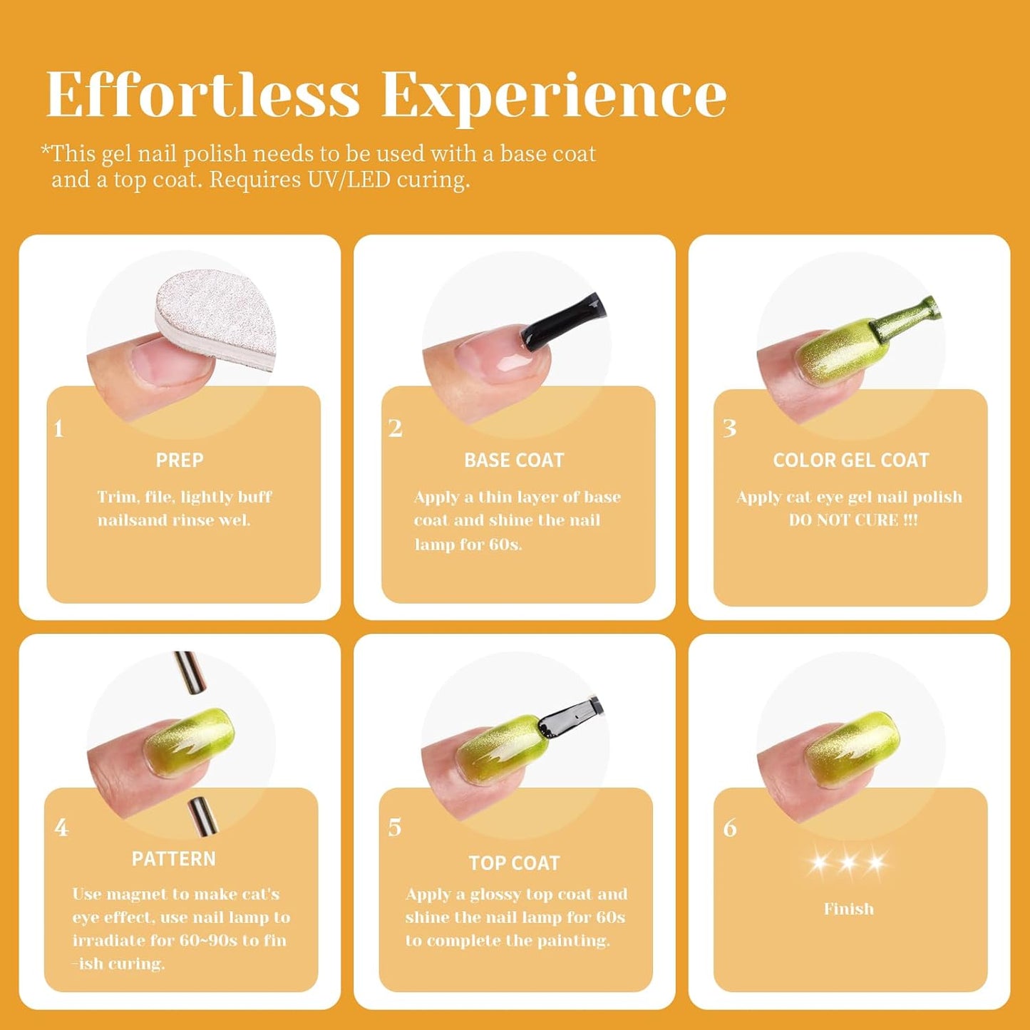 Light Orange Cat Eye Gel Nail Polish - Perfect for DIY at Home & Ideal Gift for Nail Art Lovers!-BrightBean Baby