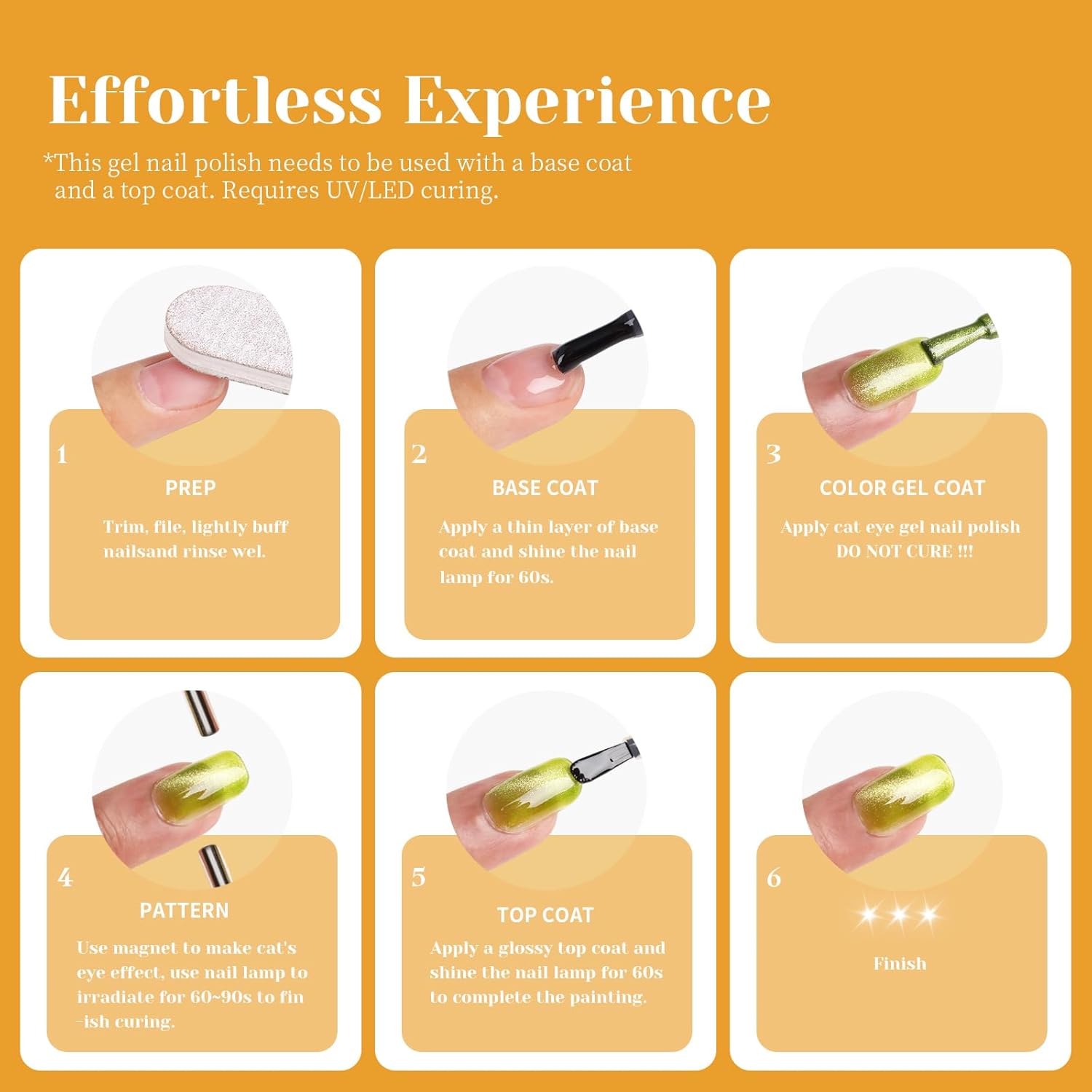 Light Orange Cat Eye Gel Nail Polish - Perfect for DIY at Home & Ideal Gift for Nail Art Lovers!-BrightBean Baby