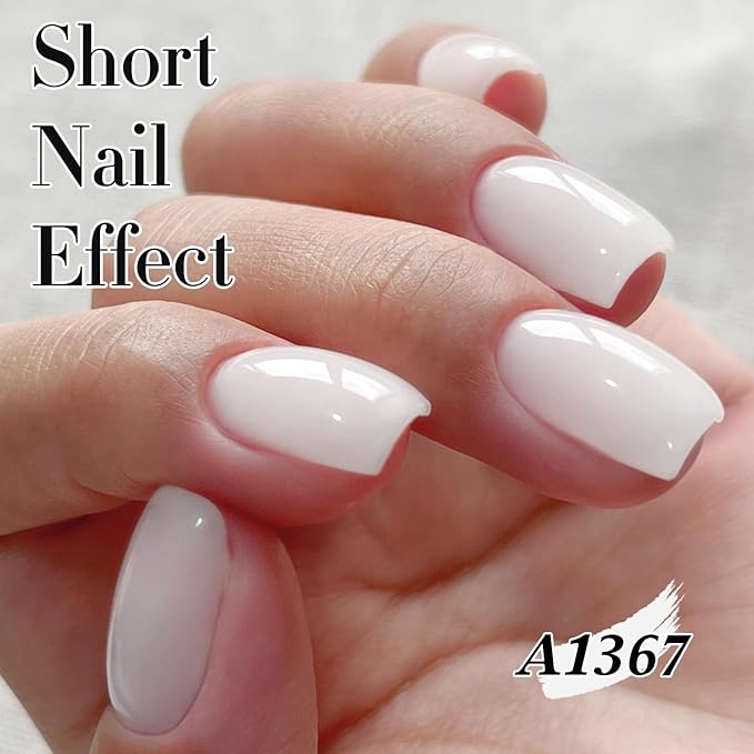 Double Rhythm Translucent Gel Polish Sheer Neutral Natural Light Milky Same Color Same Bottle 15ML Jelly Nail Polish Nail Art DIY at Home (Milky White-A1367)-BrightBean Baby
