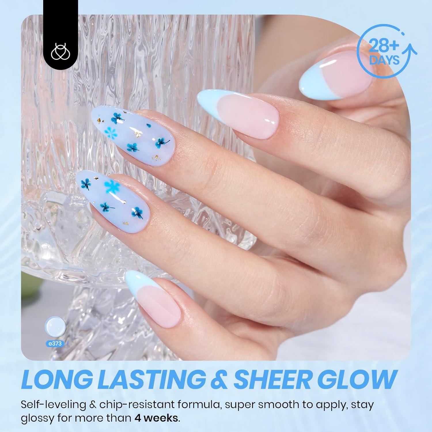 Beetles Blue Jelly Gel Nail Polish - 15ml Blueberry Milk Nails Sheer Neutral Translucent Hazy Blue Gel Polish Soak Off UV Summer Nail Art Manicure Salon Home DIY Gift for Manicure Women-BrightBean Baby