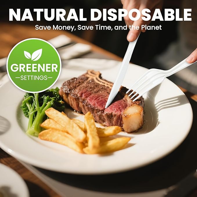 Heavy Duty Compostable Forks (300Pack), Eco-Friendly Heavyweight No-Plastic Fork - 100% Disposable Forks Cornstarch Flatware for Lounge Party Wedding BBQ Picnic Camping