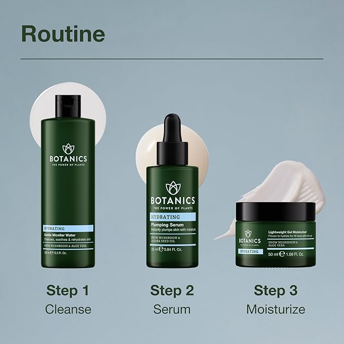 Botanics Hydrating Serum - Skin Plumping Serum for Face & Long-Lasting Hydration - Enriched with Snow Mushroom - Vegan & Cruelty-Free (0.84 Fl Oz)-BrightBean Baby