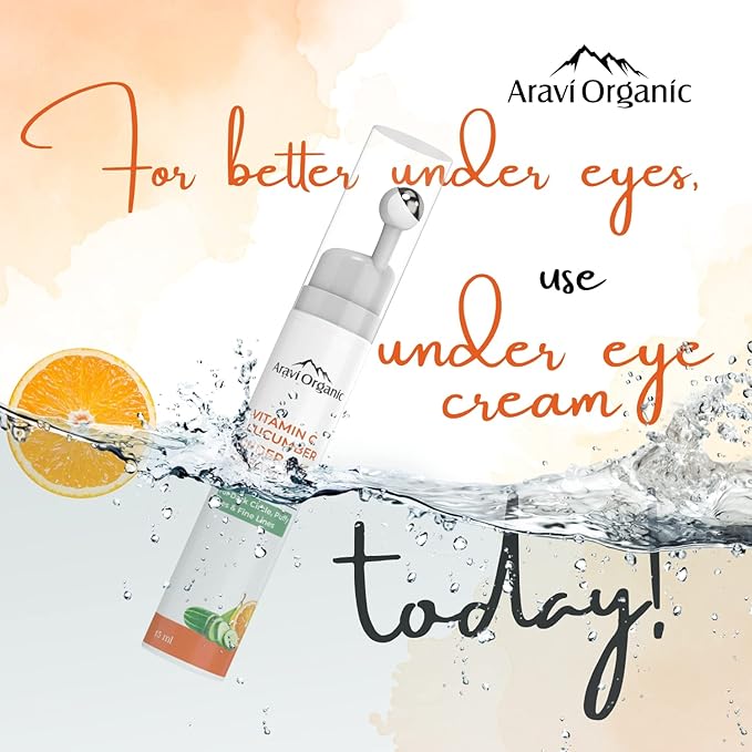 Vitamin C & Cucumber Under Eye Cream Gel Roll on Massager For Dark circles, Puffy Eyes-BrightBean Baby