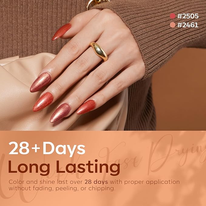 modelones Chameleon Gel Nail Polish Set, 6 Colors Fall Gel Polish Kit Glitter Shimmer Brown Orange Yellow Soak Off LED Nail Lamp Home Gift DIY Salon For Women Girl-BrightBean Baby