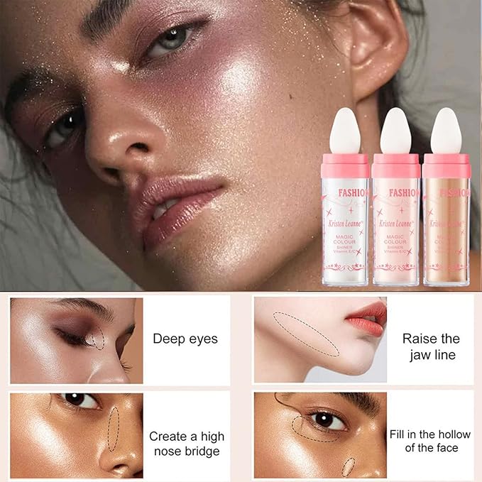 Polvo De Hadas Fairy Highlight Patting Powder Body Brightens the Natural Three-dimensional Patting Powder Blusher (02# Fairy Pink)-BrightBean Baby