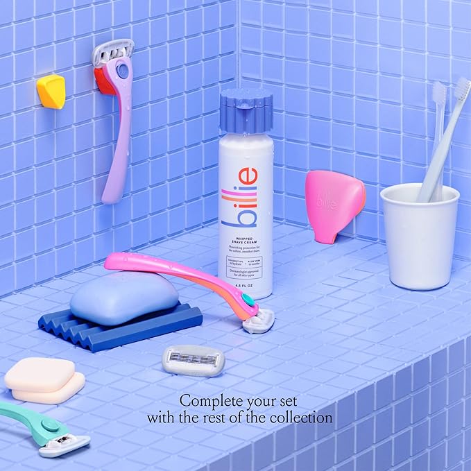 Billie Razors for Women Shave Kit – Women’s Razor + 4 x 5-Blade Razor Refills + Magnetic Holder – Cool Blue-BrightBean Baby