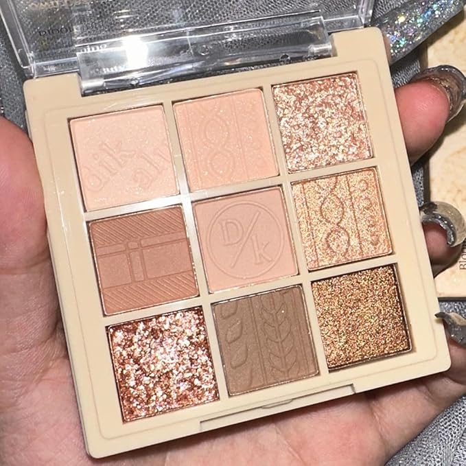 9Colors Neutral Eye Shadow Palette Eyeshadow Kit Nudes,Matte Glitter Natural Neutral Eyeshadow Palettes for Hazel Eyes Highly Pigmented Long Lasting Naturing-Looking Travel Eyeshadow Nude Palette-BrightBean Baby