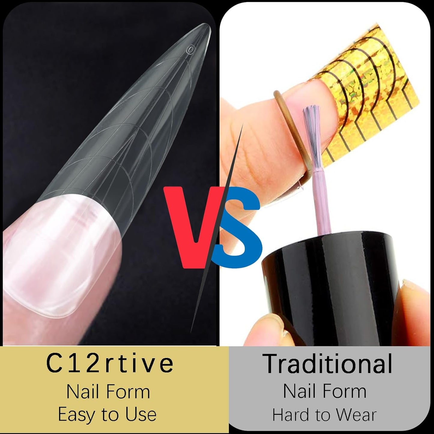 120Pcs Dual Nail Forms,Long Almond Extension Poly nail gel Nail Forms Full Cover Reusable Nail Molds 12 Sizes for Solid Nail Gel Glue Nail Art Design Salon&DIY(Extra Long Almond)-BrightBean Baby