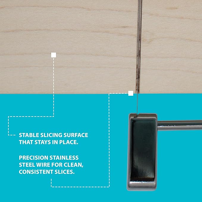 SlidingSusan Cheese Cutting Board - 11” Maple Wood with Silver Stainless Steel Slicer - Charcuterie Block for Hard & Soft Cheeses, Butter, Meat – Heavy Duty Handheld Kitchen Tool