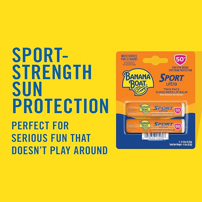Banana Boat SPF#50+ Sport Ultra Lip Balm Twin Pack 0.15 Ounce-BrightBean Baby