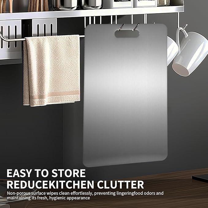 Katuchef Titanium Cutting Board 2025 New Upgrade Pure Titanium Cutting Boards for Kitchen Double Sided Cutting Boards Non Toxic,Hygiene Durable Chopping Board Suitable for Dishwasher Safe(11.4 * 7.9)