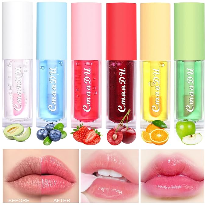 Yasovigi Fruit Lip Oil Plumping Lip Tint Moisturizing Lip Gloss, Transparent Lip Balm Care Stick Nourishing Repairing Non-sticky, Moisture&Lighten Lip Lines-BrightBean Baby