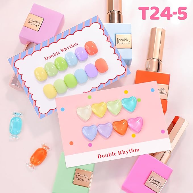 Double Rhythm 28Pcs 0.5Oz Gel Nail Polish Set Same Color Same Bottle Soak Off Gel Polish Kit Nail Art Manicure Salon DIY at Home for Women (Pastel Candy Collection-T24-5)-BrightBean Baby