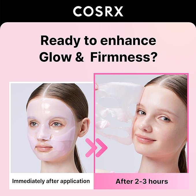 COSRX The Peptide Collagen Lifting Glow Hydrogel Face Masks Skincare 3 EA, Collagen Face Mask, Travel Essentials, Overnight Face Mask, Korean SkinCare-BrightBean Baby