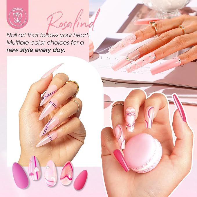 ROSALIND Pink Gel Polish, 8 Colors Hot Pink Light Pink Neon Pink Gel Nail Polish Set Pink Shades Pink Valentine Gel Polish Collection Nail Art Gift DIY at Home-BrightBean Baby