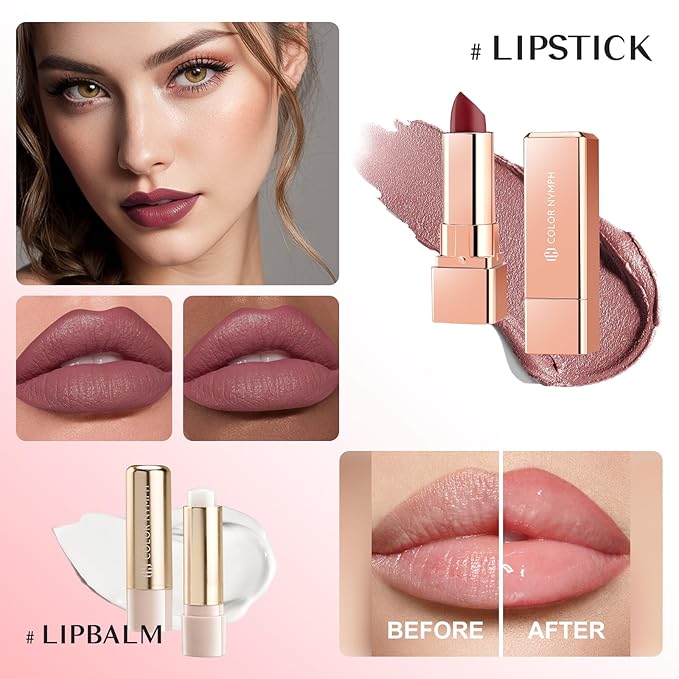 Color Nymph Beginner Makeup Set, Full Starter Cosmetics Set for Teenager Girls with Eyeshadow Palette Blush Lipstick Lip Pencil Eye Pencil Brush Mascara Portable Bag-BrightBean Baby
