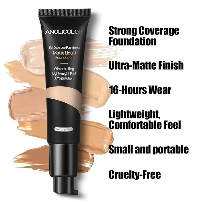 Matte Oil Control Concealer Foundation Flawless Soft Long Lasting Foundation Makeup,Waterproof Full Coverage Face Makeup Strong Concealer Foundation for Oily Acne Skin (#103 Warm Peach)-BrightBean Baby