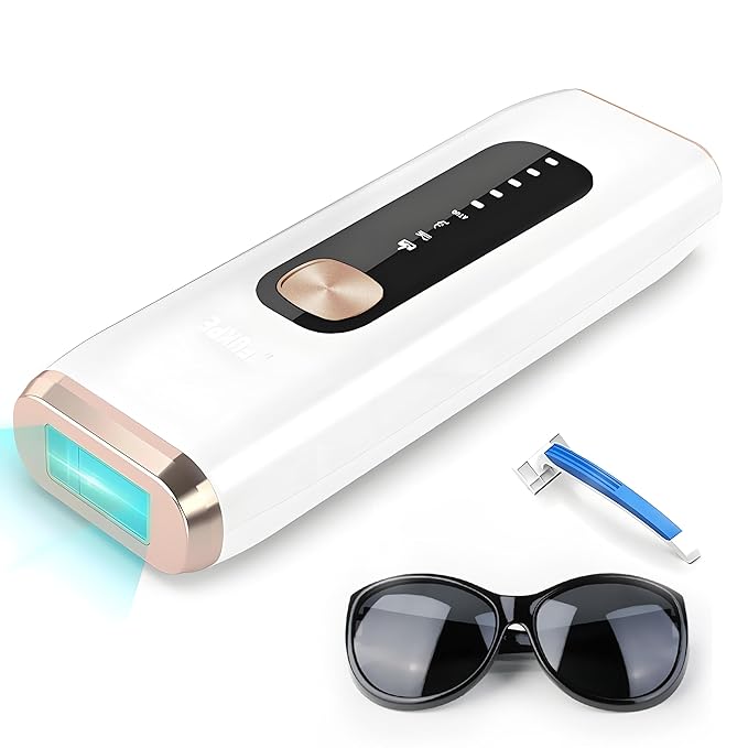 IPL Laser Hair Removal Device for Women Men at Home, Upgraded to 999,900 Flashes Permanent for Facial Legs Arms Bikini Line Whole Body Treatment (White Gold)-BrightBean Baby