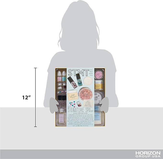 STMT DIY Signature Spa Set by Horizon Group USA, Mix & Make Your Own Spa Supplies with Salt Scrubs, Fragrances & Shimmer Lotions. Multicolored-BrightBean Baby