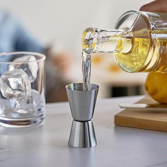 True Big Jig Cocktail Measuring Jigger for Bartending, Durable Stainless Steel Double Jiggers, Bar Tools, Home Bar Accessories 1 oz & 1.5 oz, Set of 1