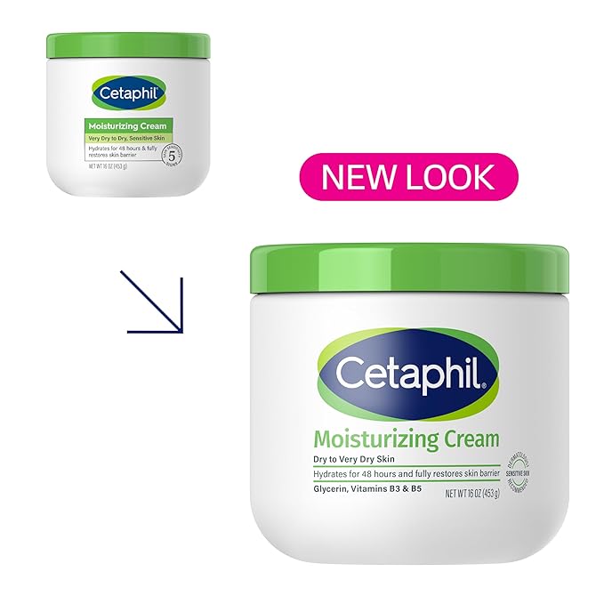 Cetaphil Face & Body Moisturizer, Hydrating Moisturizing Cream for Dry to Very Dry, Sensitive Skin, NEW 16 oz, Fragrance Free, Non-Comedogenic, Non-Greasy-BrightBean Baby