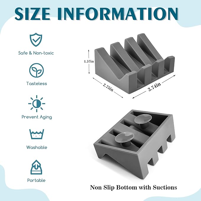 Self Draining Soap Dish,Silicone Suction Cup Soap Holder, Bathroom Soap Dish for Bar Soap,Can Extend Soap Life,Bathroom, Bath Tub, Kitchen Sink(3, Grey)