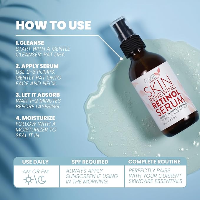 Retinol Serum by Eva Naturals - 2.5% Retinol Serum for Face with Hyaluronic Acid, Vitamin E & Organic Aloe - Retinol Face Serum that Reduce Wrinkles, Fine Lines & Dark Spots - Anti Aging Serum, 2 Pack-BrightBean Baby