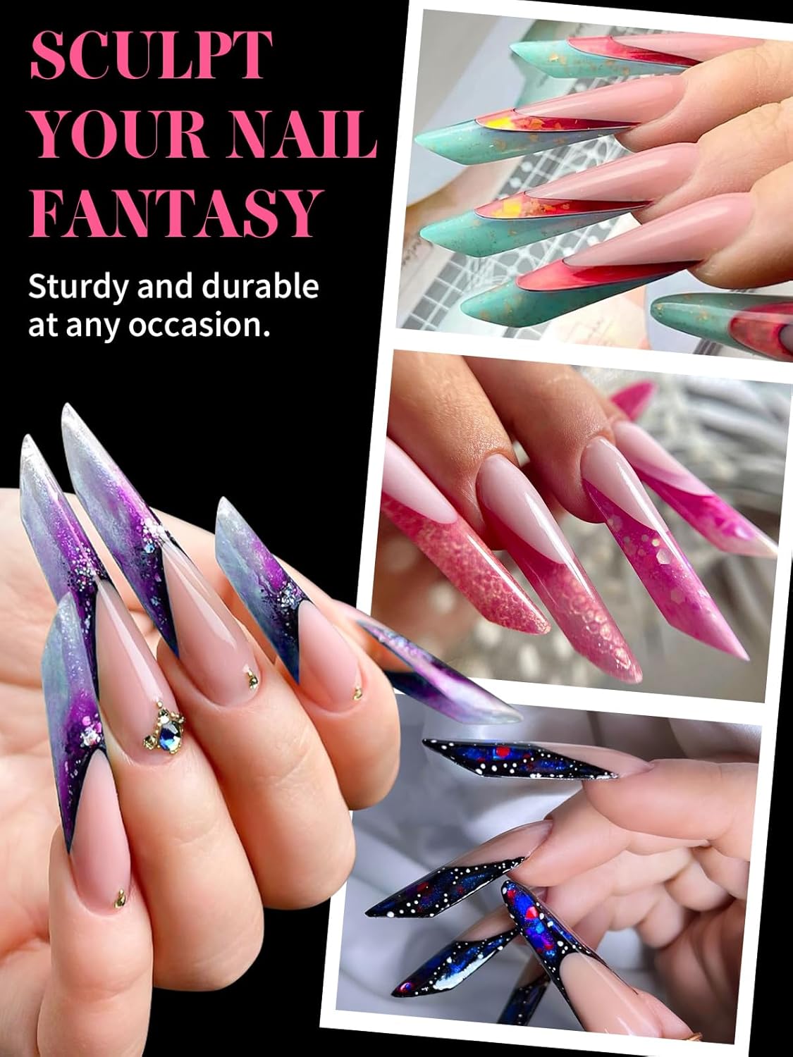 EBANKU Dual Nail Forms for Poly Extension Gel, 120 PCS Pink Nail Molds Reusable Nail Extension Forms for Builder Gel Manicure Design Salon DIY 12 Sizes-BrightBean Baby