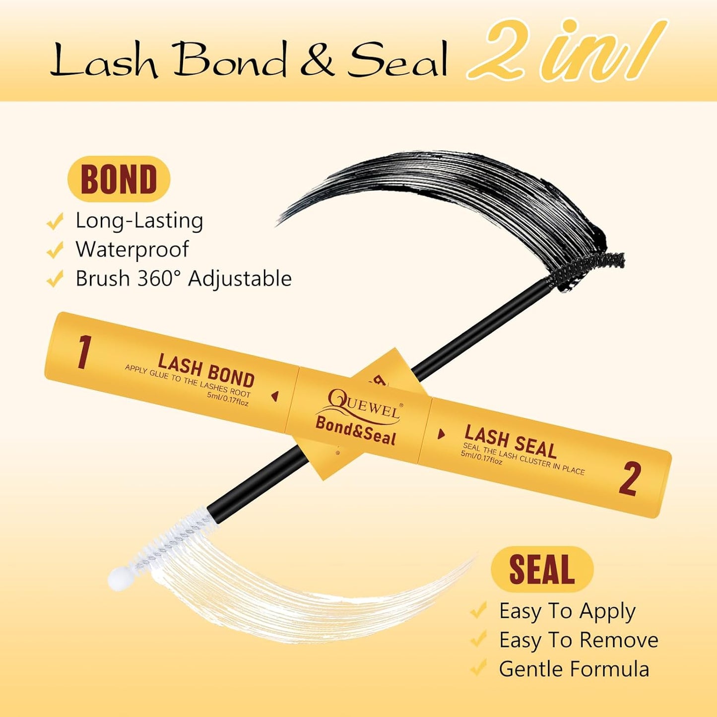 QUEWEL Lash Clusters Kit, Lashes Clusters Bond and Seal Waterproof, Eyelash Clusters Applicator Tool with Cluster Lashes Glue Remover for Natural Look DIY At Home(ZS-H01-kit)-BrightBean Baby