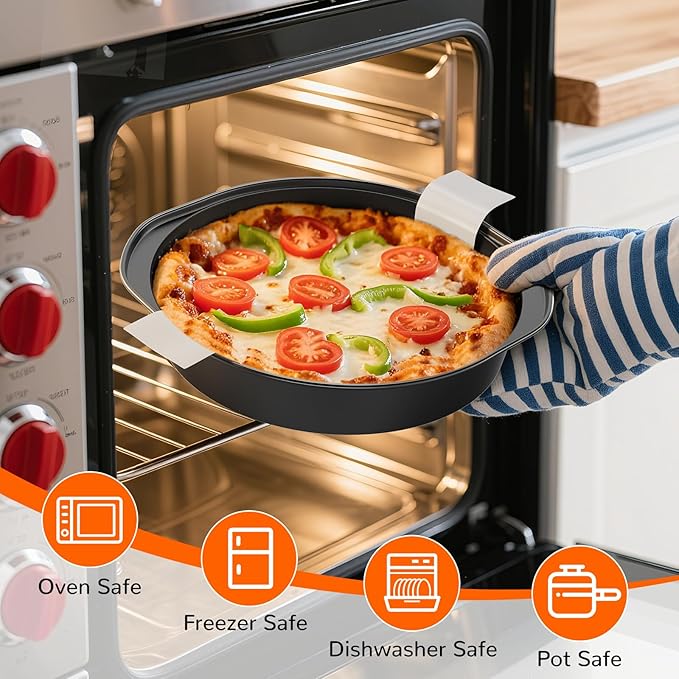 8 Inch Round Cake Pan with Handle, 3PCS Nonstick Cake Pans with 100 PCS Parchment Paper