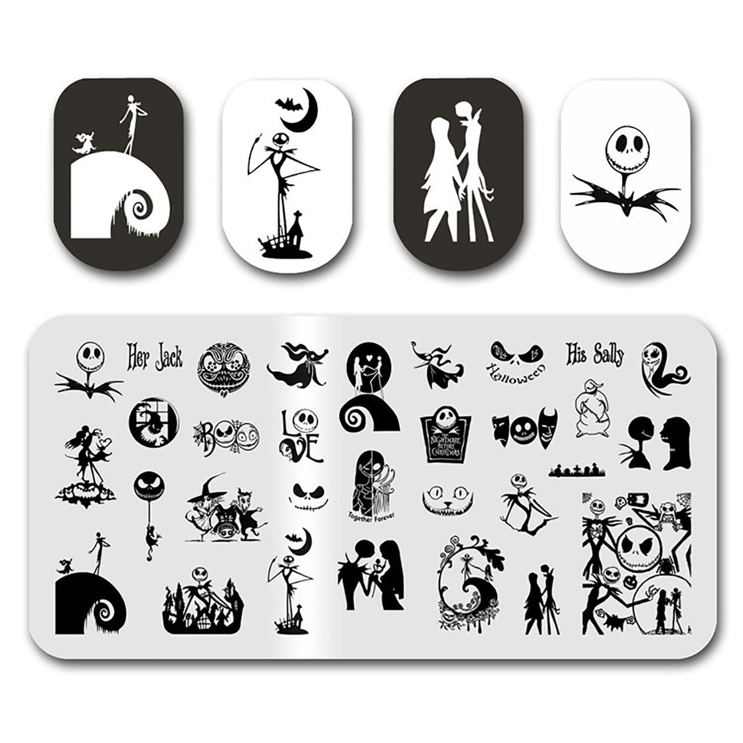Halloween Nail Stamping Plate Nightmare Before Christmas Nails Stamping Kit The Day of Dead Ghost Holiday Nail Stamping Plate Nail Stamper Kit for Women Girls DIY Salon-BrightBean Baby