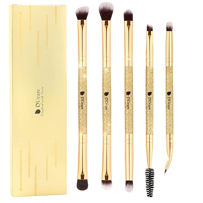 DUcare Eyeshadow Brushes Set Duo End Eye Makeup Brushes Professional Eyeshadow Brush set 5Pcs Travel Concealer Eyebrow Eyelash Eye Liners Blending-BrightBean Baby