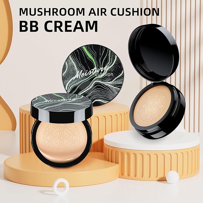 Air Cushion CC Cream Mushroom Head Foundation - Moisturizing BB Cream Makeup Long Lasting Matte Conceale, Oil Control Waterproof Makeup Base Primer (Beige, 1 PCS)-BrightBean Baby
