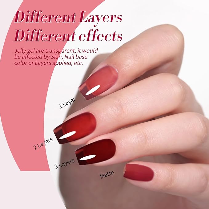 Born Pretty Jelly Burgundy Gel Nail Polish Ruby Red Glitter Cat Magnetic Eye Gel Nail Polish Fall Winter Blood Cherry Wine Red Gel Polish Glitter Soak Off Nail Art Salon Manicure Home Gift 7ml 6pcs-BrightBean Baby