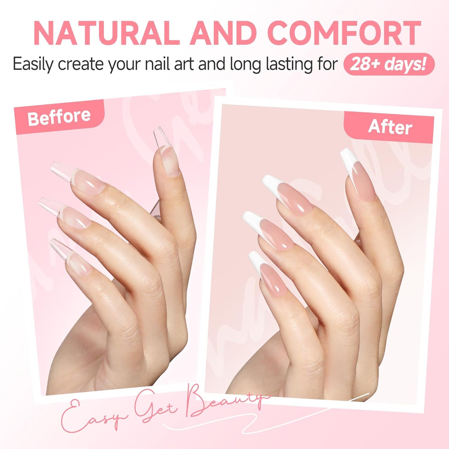 Long Coffin Nails Tips Full Cover Acrylic Nail Tips Pre-buff 240pcs Clear Coffin Fake Press On Nails No C Curve Easily DIY Art Nail Extensions Long-lasting, 12 Sizes Luckyfairy-BrightBean Baby