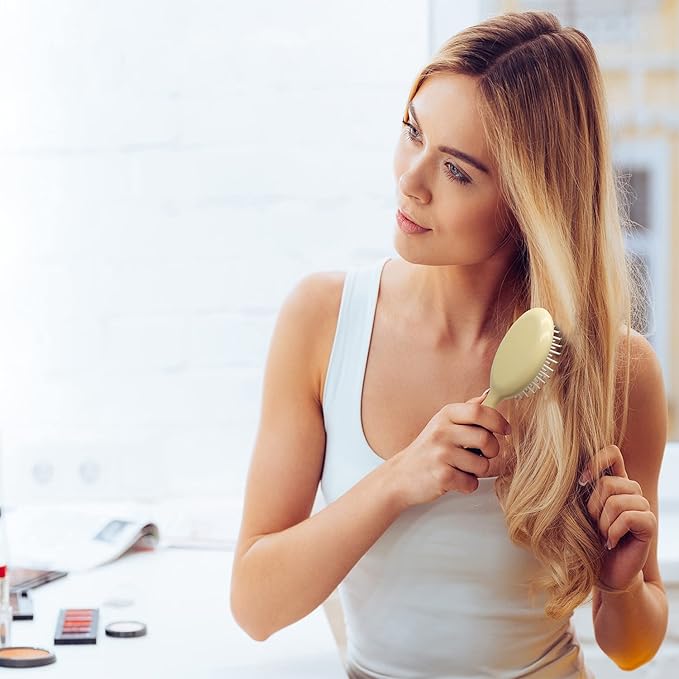 6 Pieces Mini Wet Hair Brush, Travel Detangling Brush, for Most Hair Types, with Ease Knots Without Tears or Breakage, Multicolor-BrightBean Baby