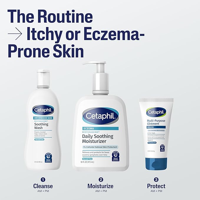 CETAPHIL RESTORADERM Soothing Moisturizer, For Eczema Prone Skin, 10 fl oz, For Dry, Itchy, Irritated Skin, 24Hr Hydration, No Added Fragrance, Doctor Recommended Sensitive Skincare Brand-BrightBean Baby