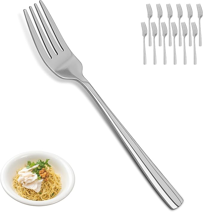 Dinner Forks Set-12 Piece 18/10 Stainless Steel Dinner Forks, 7.5 Inches Table Forks,Salad Forks Silverware,Metal Forks for Home Kitchen Restaurant Hotel,Mirror Finish & Dishwasher Safe