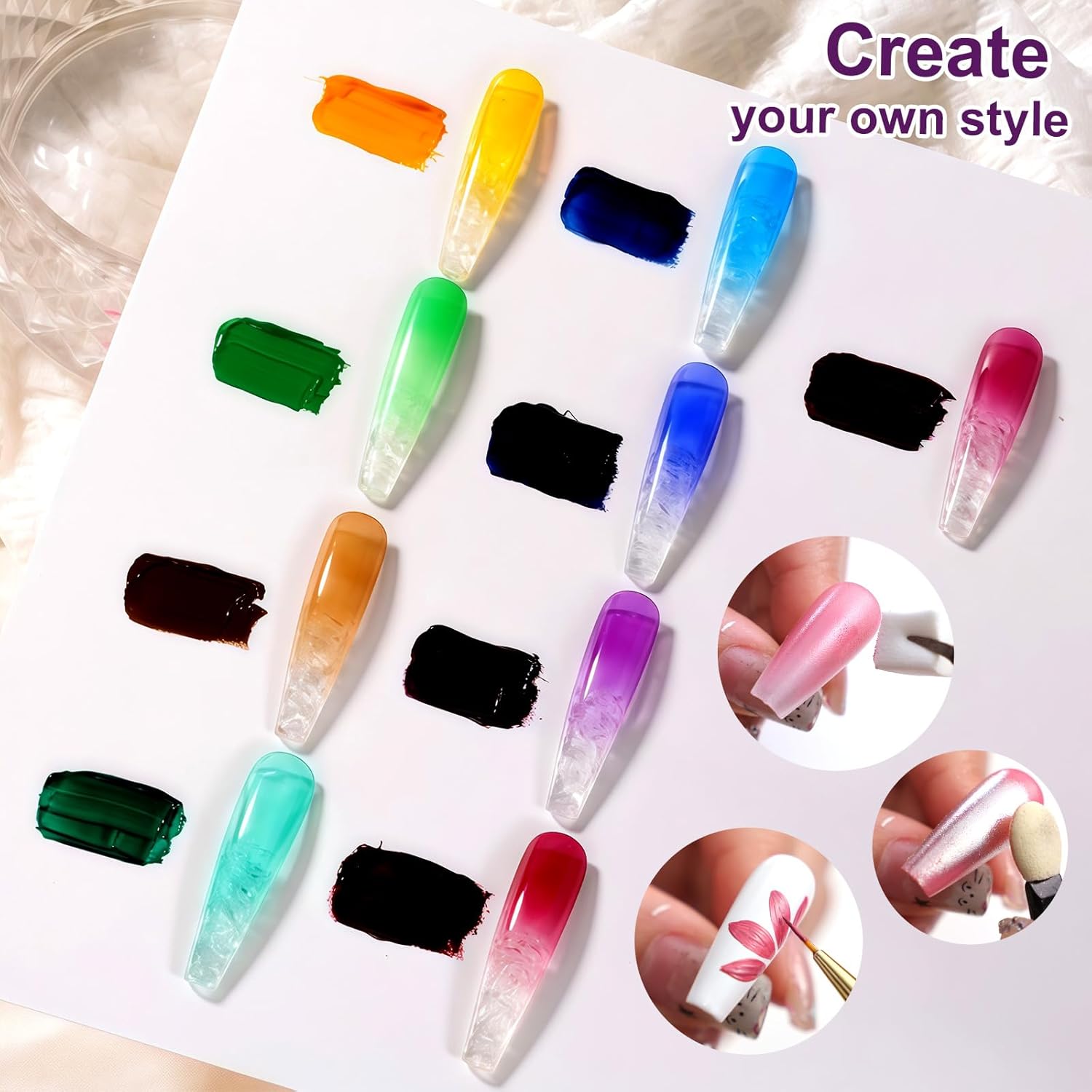 Gradient Painting Gel, 9 Colors Ombre Gel Nail Polish Glazed Colors for Pigment Pat Aura Nails French Manicure Soak Off UV Long-lasting High-glossy Home Nail Salon Dopamine Fructose-BrightBean Baby