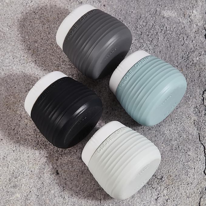 Travel Containers for Toiletries, 1.7oz Travel Size Premium Silicone Cosmetic Cream Jars, TSA Approved Leak-Proof Refillable Accessories W/Toiletry Bag for Cosmetic Face Body Cream(Gray)-BrightBean Baby