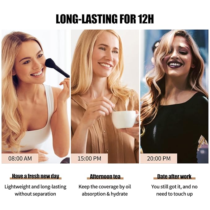 Matte Oil Control Concealer Foundation Flawless Soft Long Lasting Foundation Makeup,Waterproof Full Coverage Face Makeup Strong Concealer Foundation for Oily Acne Skin (#102 Nude)-BrightBean Baby