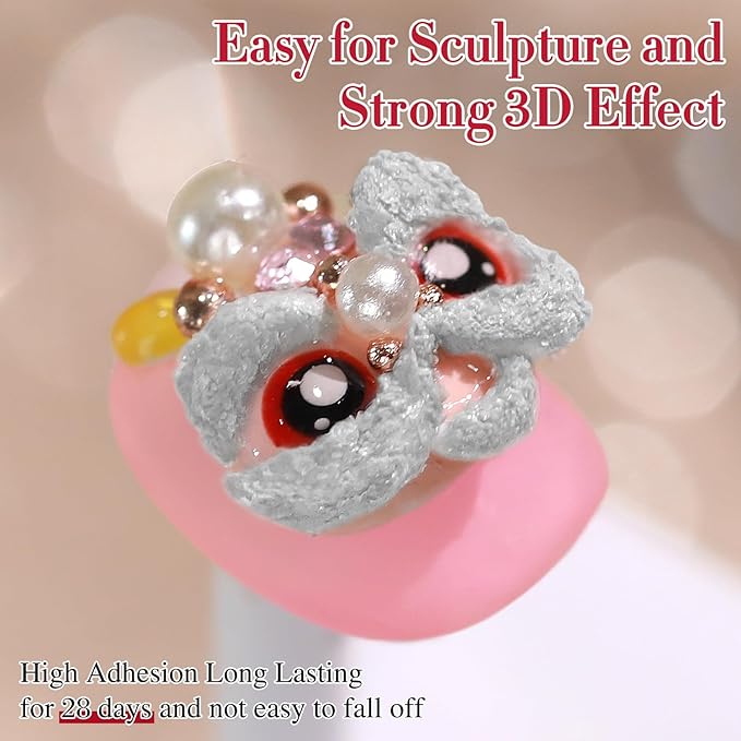 Double Rhythm 3D Nail Gel Solid Sculpting Gel for Nail Art Non-Sticky Hard Gel for Building Carving Molding Nail Extension Soak Off UV/LED Salon Home DIY 0.5 Oz (Gypsum Silver Gray)-BrightBean Baby