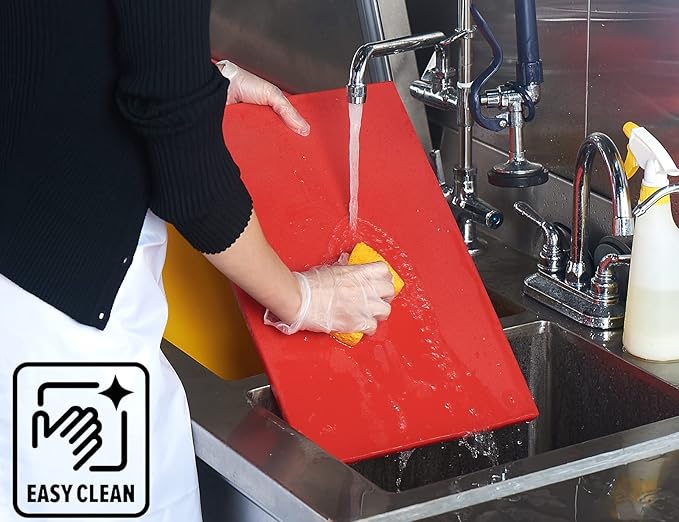 CURTA Cutting Boards for Kitchen, 18" x 12" x 0.5" Red Color Coded Plastic Chopping Board with Anti Slip Surface Dishwasher Safe