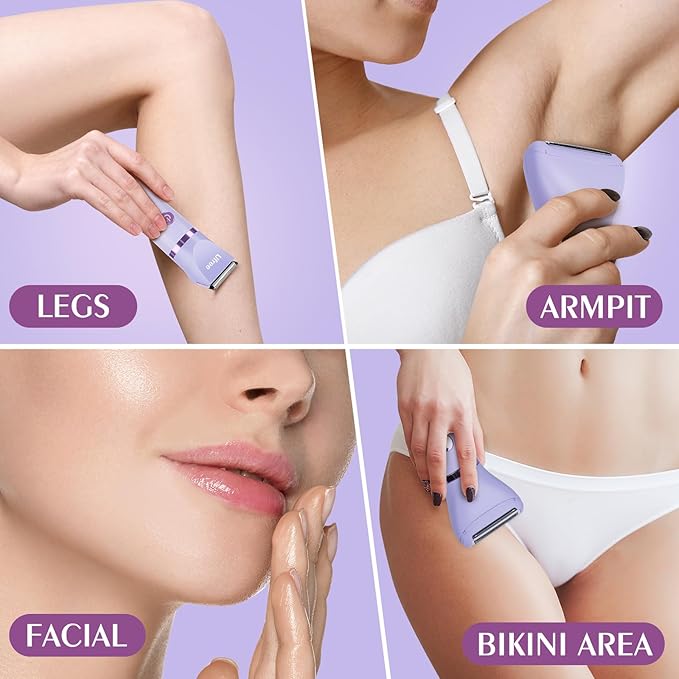 Ufree Bikini Trimmer Electric Razors for Women, Rechargeable Pubic Body Hair Trimmer Electric Shaver for Legs Body Hair, Bikini Shaver IPX7 Waterproof, Gifts for Women, Purple-BrightBean Baby
