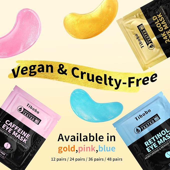 Under Eye Patches(48 Pairs), 24K Gold, Caffeine, Retinol Eye Masks for Puffy Eyes, Wrinkles, Dark Circles, Undereye Bags Treatment - Restoring & Awakening & Moisturizer Skin care Gift for Women-BrightBean Baby