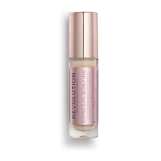 Makeup Revolution Conceal and Define Concealer, Full Coverage & Matte Finish, C2.5 for Fair/Light Skin Tones, Vegan & Cruelty-Free, 0.7 Fl Oz-BrightBean Baby