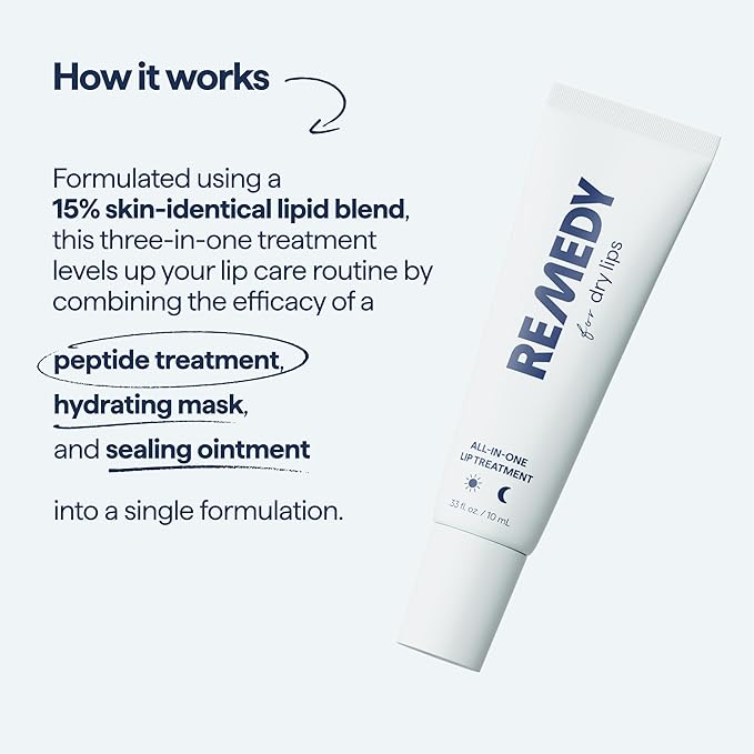 Remedy for Dry Lips - Hydrating and Healing Lip Balm Ointment with Ceramides, Peptides, and Dimethicone - Repairs Dry, Cracked Lips - By Dermatologist Dr. Shah-BrightBean Baby