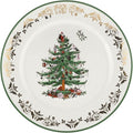 Spode Christmas Tree 12" Gold Round Serving Platter - Porcelain Serving Plate for Holiday Snacks, Appetizers, Buffet Displays - Microwave & Dishwasher Safe - Elegant Holiday Tableware