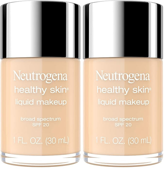 Neutrogena Healthy Skin Liquid Makeup Foundation, Broad Spectrum SPF 20 Sunscreen, Lightweight & Flawless Coverage Foundation with Antioxidant Vitamin E & Feverfew, Natural Beige, 1 fl. oz (Pack of 2)-BrightBean Baby